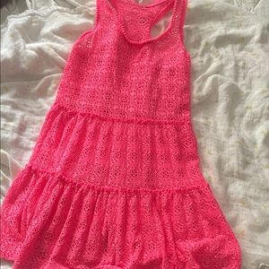 Cat & Jack Pink Crochet Sleeveless Dress Size 10/12